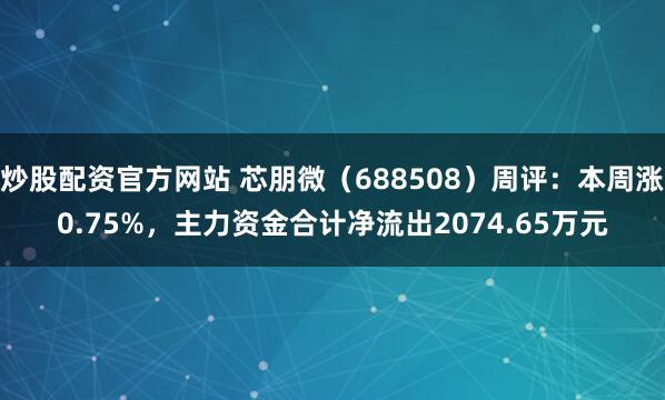 炒股配资官方网站 芯朋微（688508）周评：本周涨0.75%，主力资金合计净流出2074.65万元